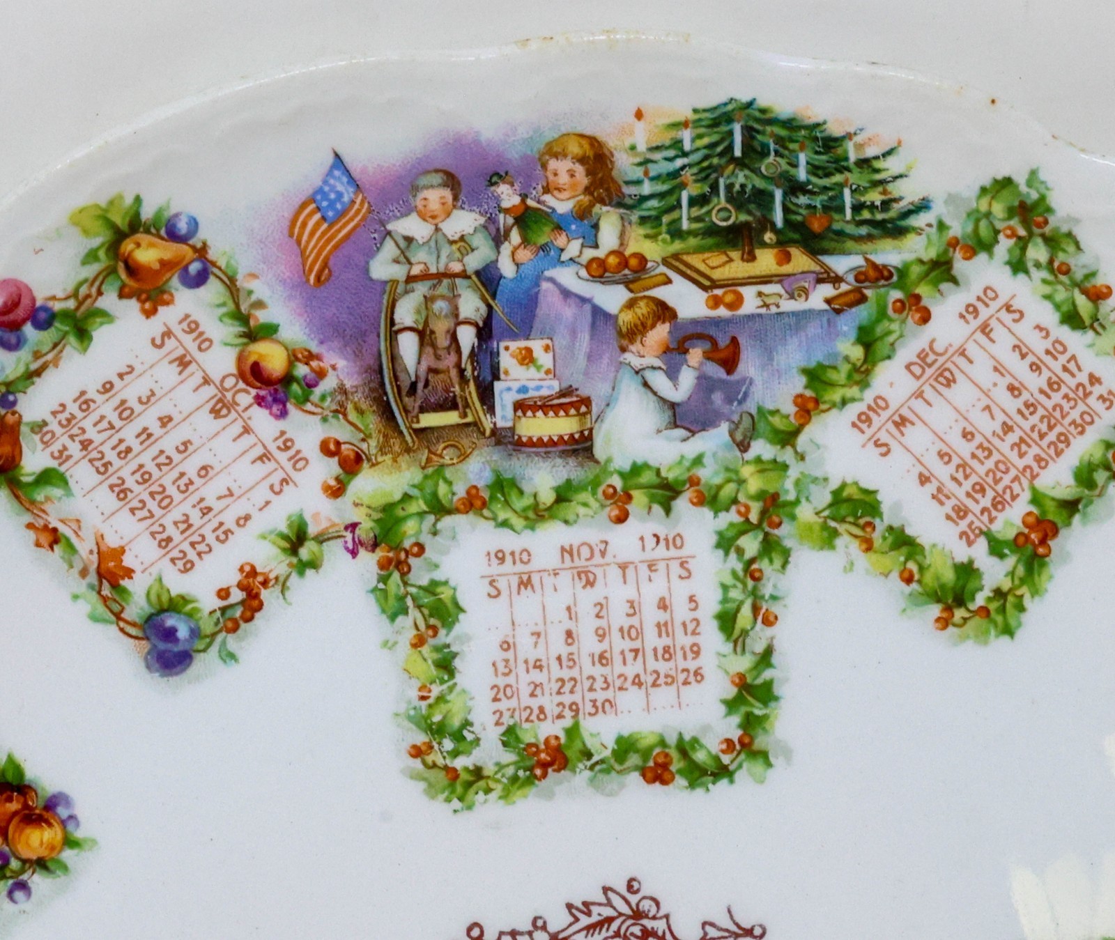 Antique 1910 Advertising Calendar Plate Lebanon Oregon 4-Seasons Homer Laughlin