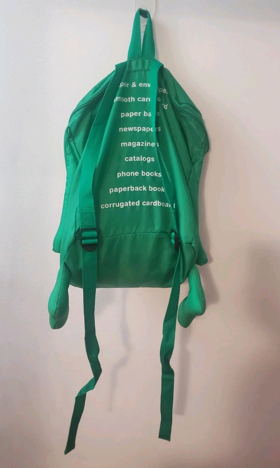 Vtg Dept Of Sanitation New York City Recycling Green Garbage Backpack Arms Legs