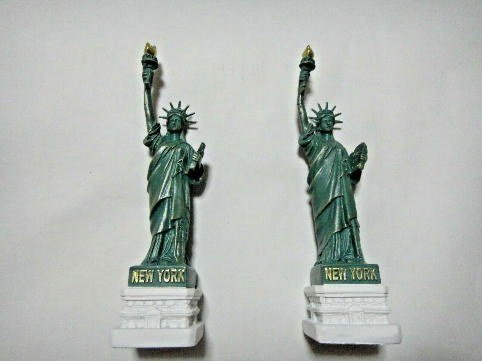 2 Pcs- 6.75 inch metal figure figurine Statue of Liberty New York base US Seller