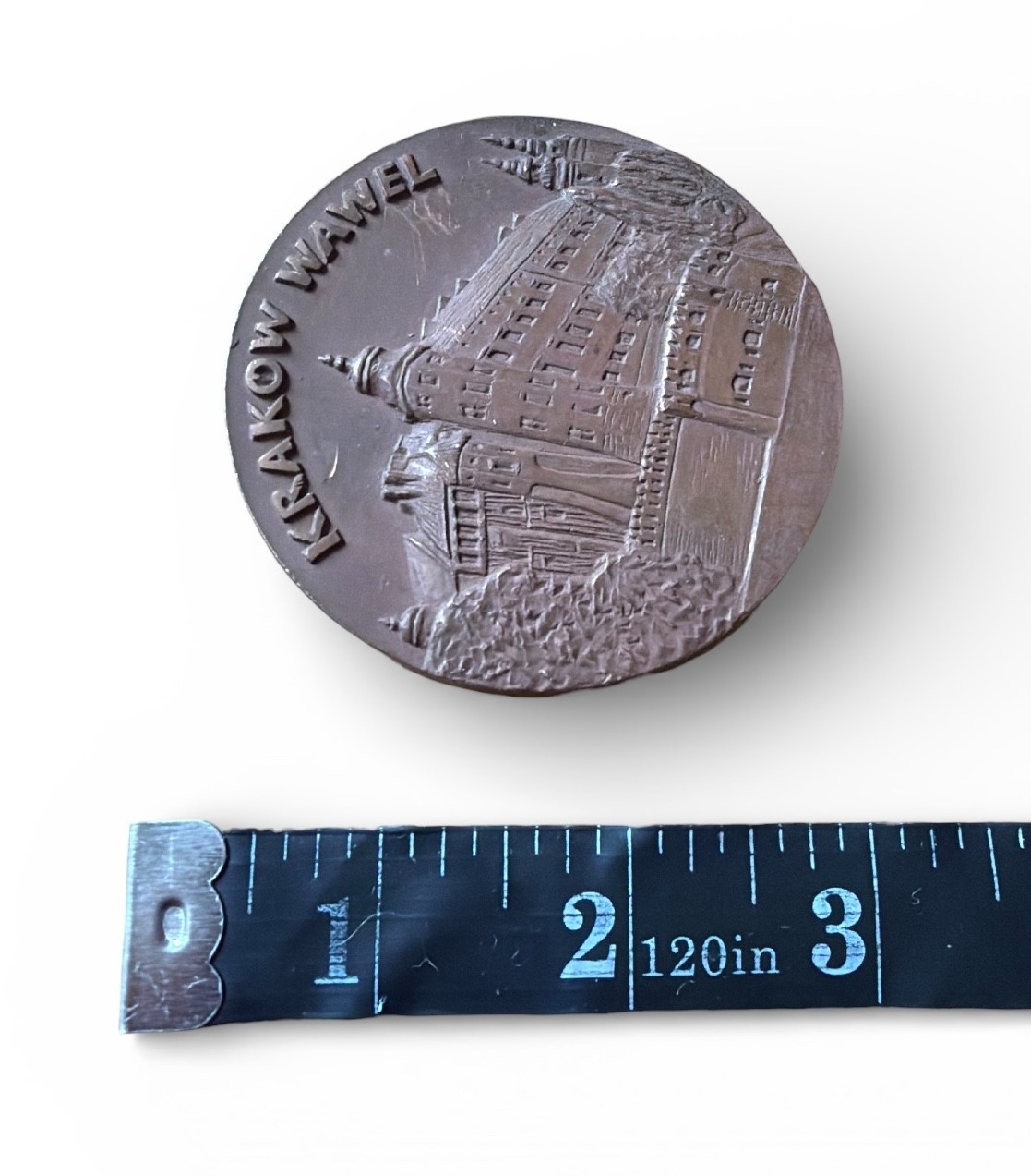 Krakow Wawel Castle Bronze Plaque Medallion 2-5/8″ Vintage Polish Souvenir
