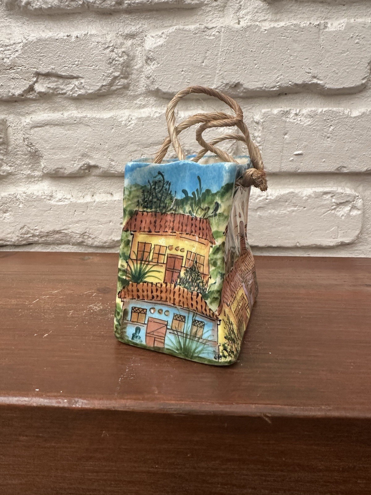 Costa Rica Souvenir Ceramic Gift Bag , Hand Painted . Multicolor