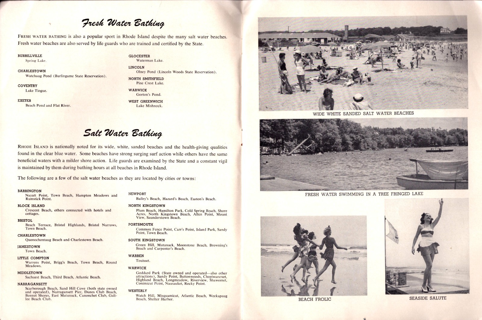 1951 Rhode Island Vacation Brochure Newport Narragansett Block Island Map