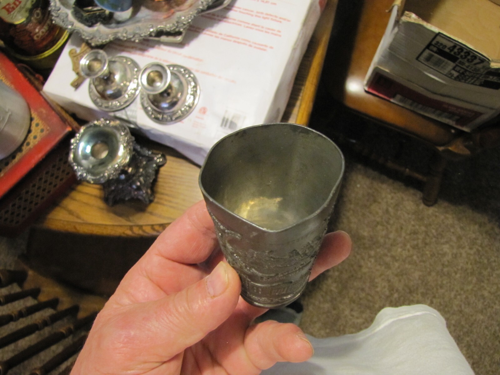 Vintage Pewter Cup Souvenir Tumbler Providence Rhode Island Tilden Thurber 1880s