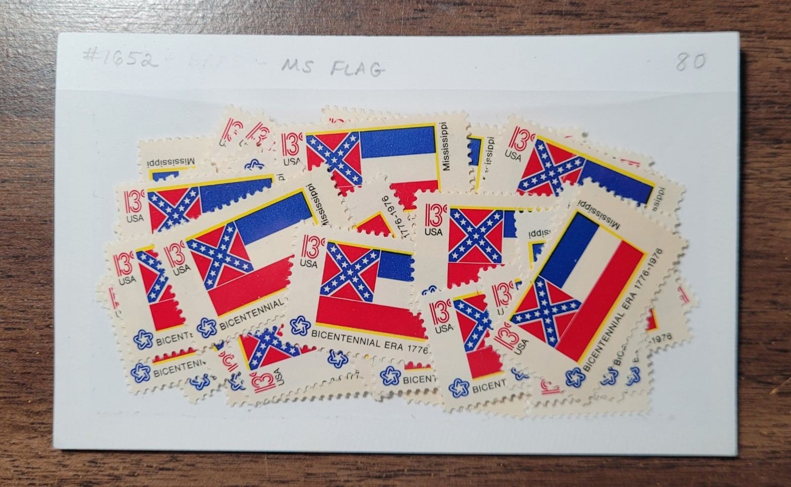 HISTORIC MISSISSIPPI FLAG (FORMER DESIGN) – LOT OF 80 MINT U.S. POSTAGE STAMPS