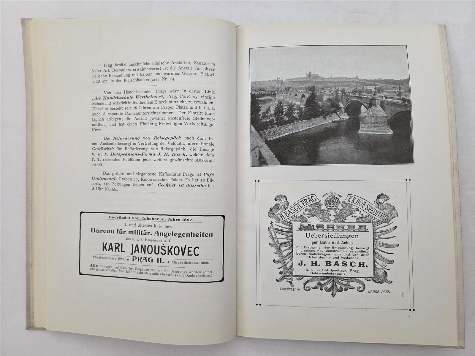1900s antique HOTEL DE SAXE prag prague luxury hotel SOUVENIR BOOK business ads