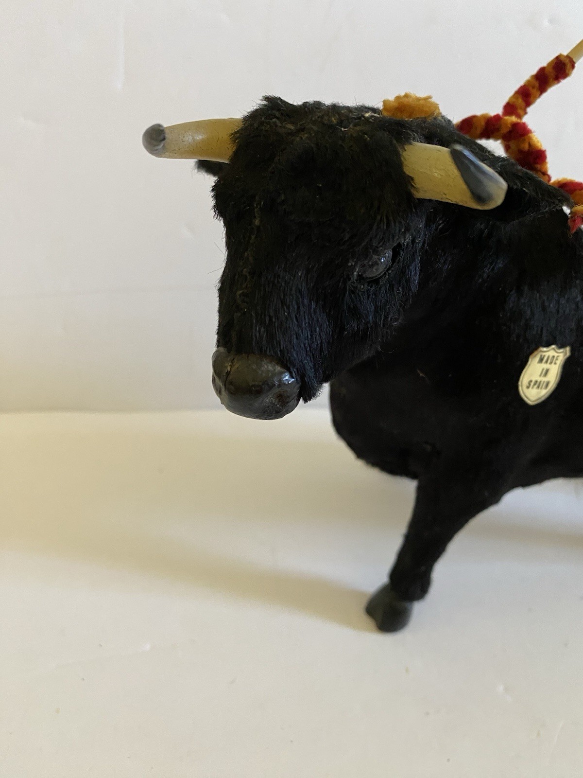 Bull Figurine Plush Black Made in Spain Spanish Souvenir – 6″ Tall, 9” Long