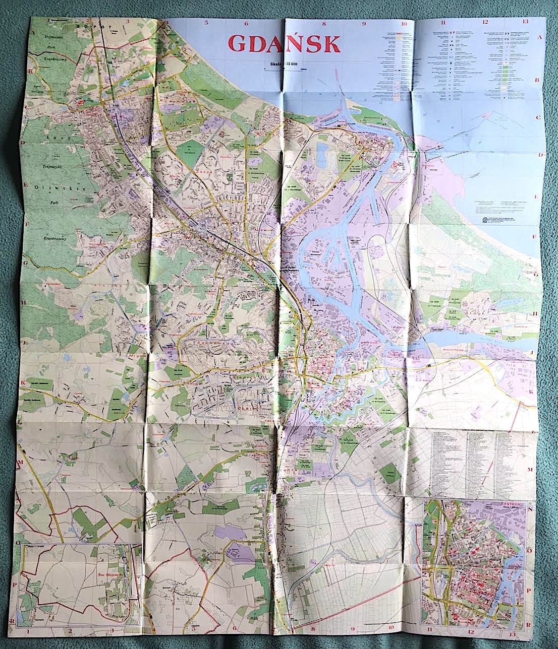 Vintage Street Maps for Krakow & Gdansk, Poland 1980’s