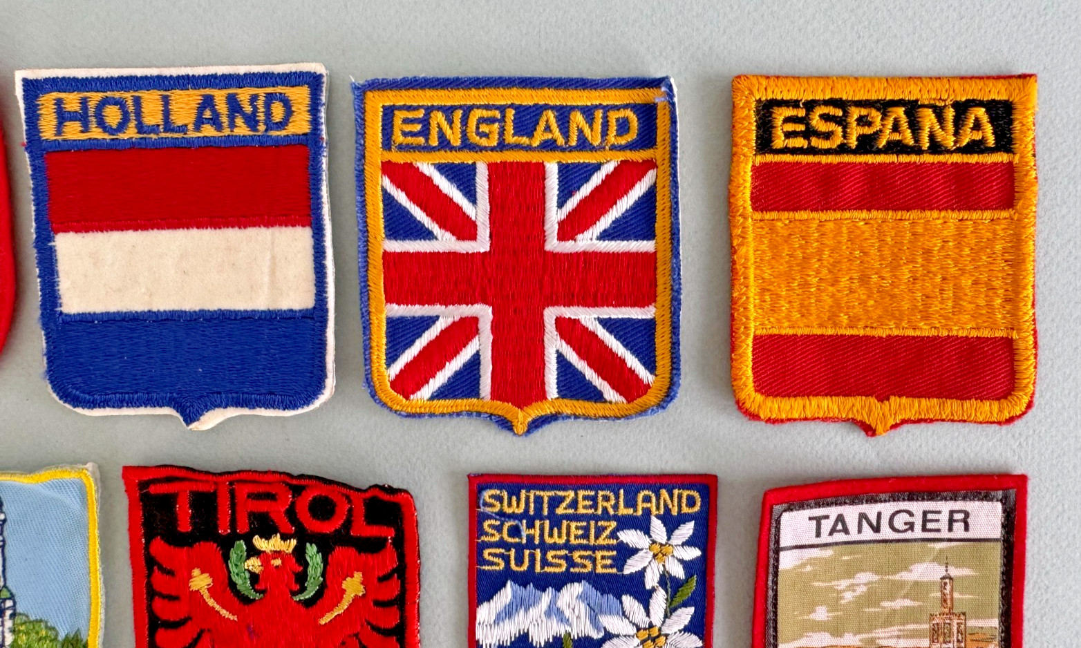 Vintage Embroidered Patches EUROPEAN Travel Souvenirs Lot of 15 Vibrant & MINT!