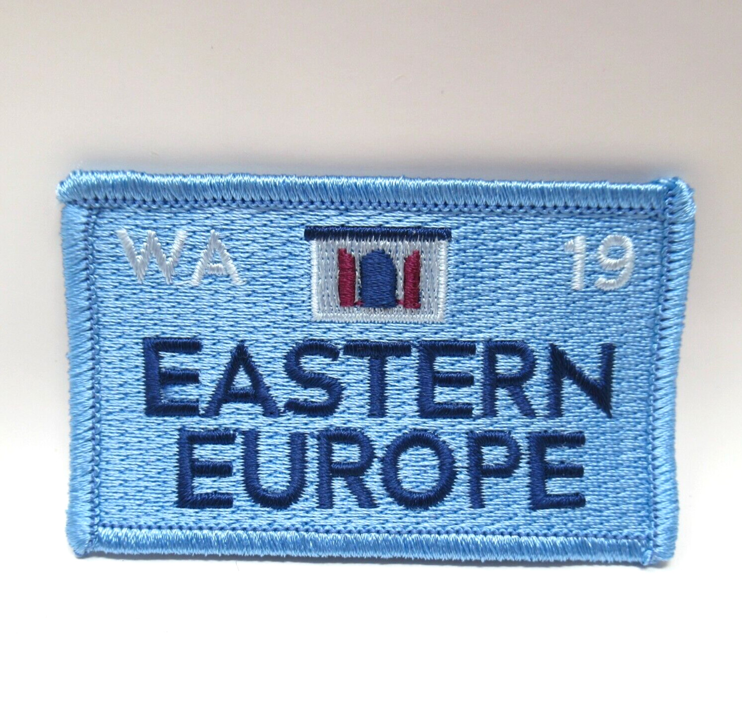 Eastern Europe WA 19 Embroidered Patch Baby Blue Travel Souvenir Vintage Sew On