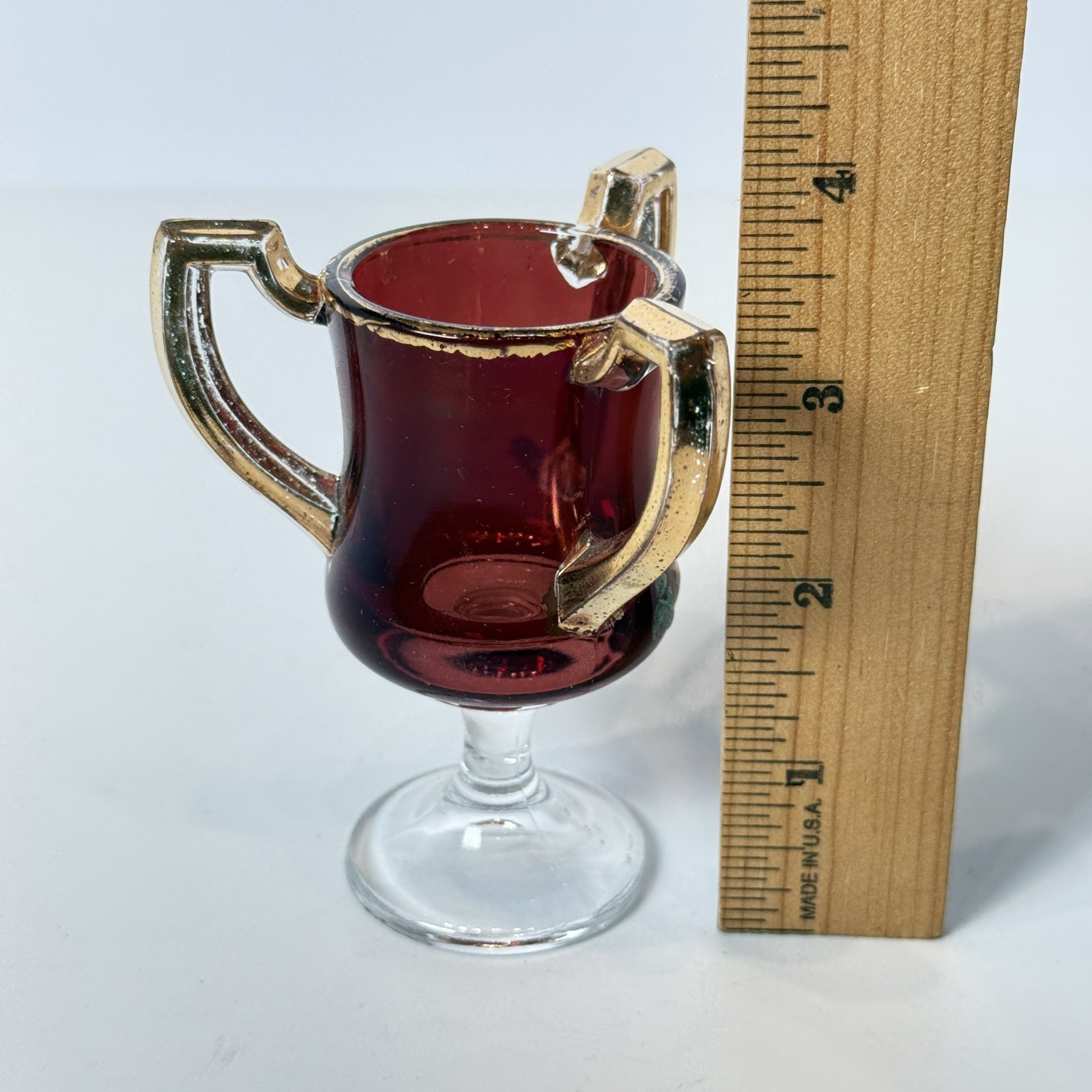 CONEY ISLAND NY NEW YORK Ruby Red Flash Souvenir Glass TRINKET ANTIQUE CUP TYG