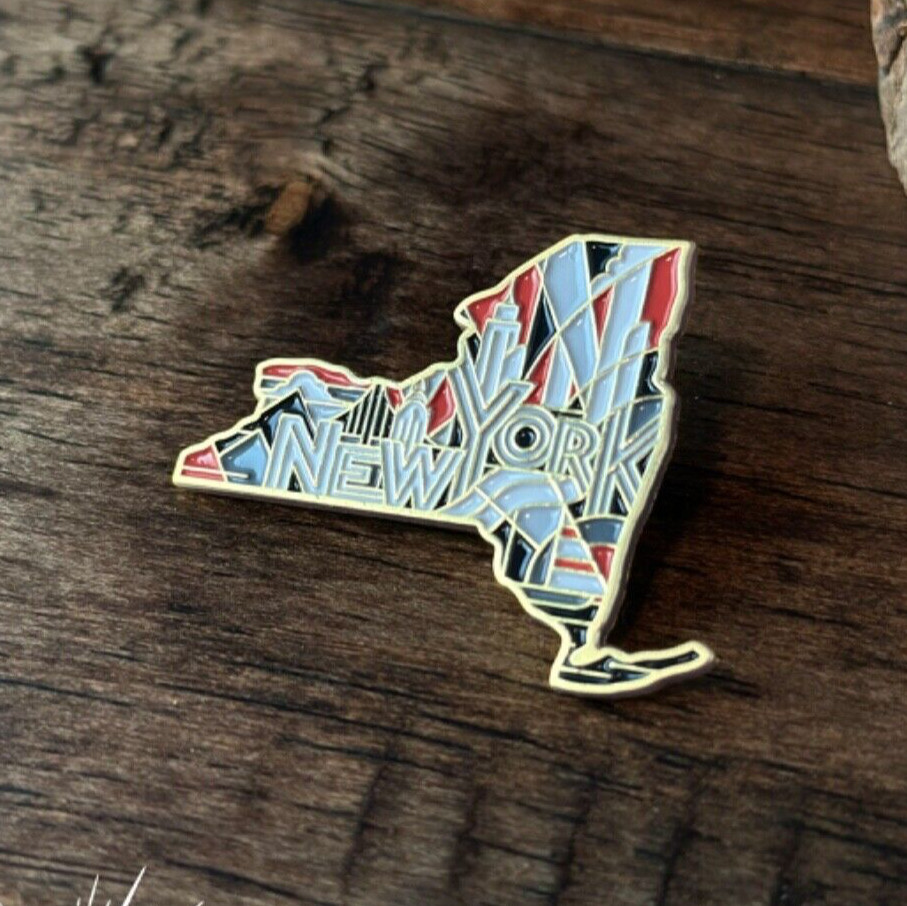 New York Shaped Lapel Pin New York State Souvenir Enamel Pin