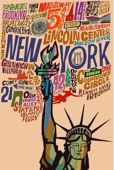 Art Deco New York United States Travel Poster Print