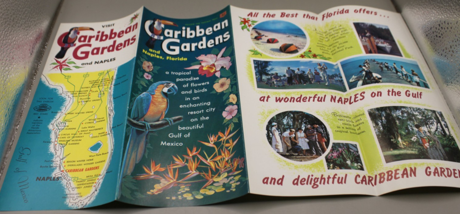Caribbean Gardens Florida US Route 41 Travel Brochure Vintage