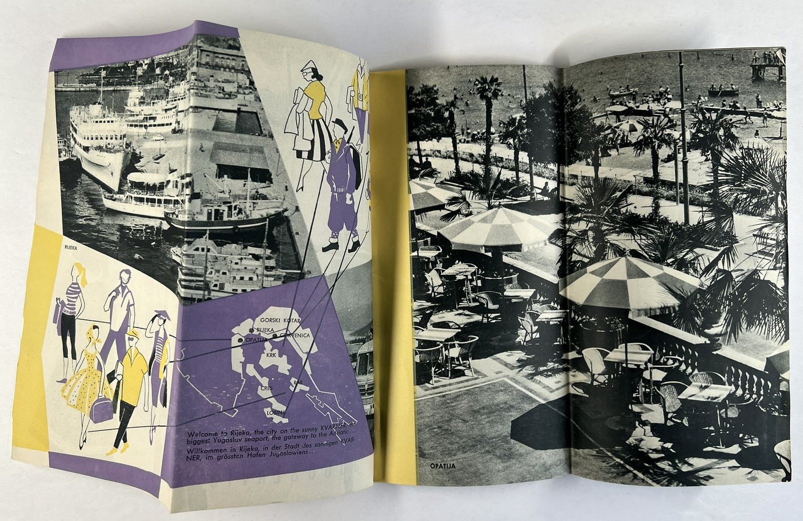 YUGOSLAVIA 1960 KVARNER REGION PHOTOGRAPHIC TRAVEL BOOKLET & MAP GERMAN/ENGLISH