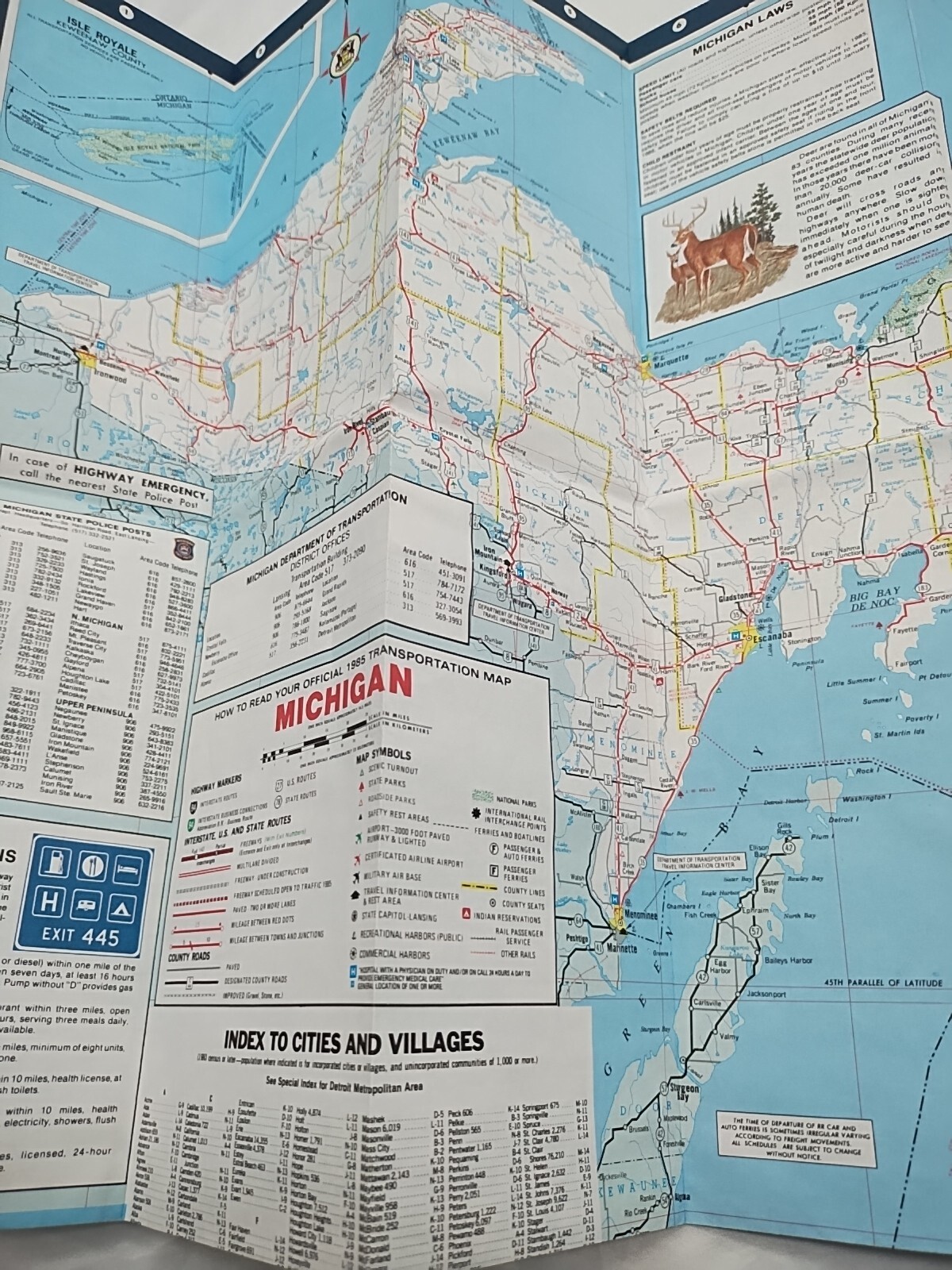 1980s Yes Michigan Official Transportation Map Brochure