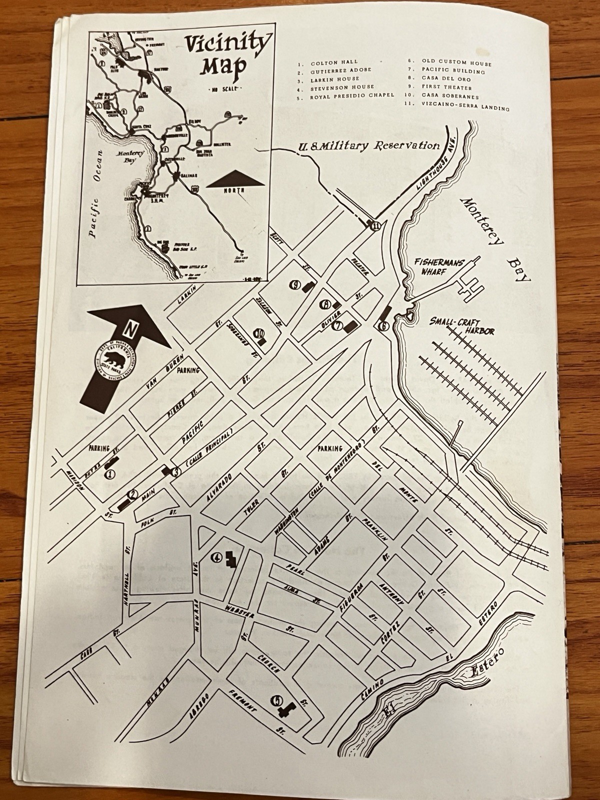 1960s VTG Monterey State Historical Monument Brochure Map California FREE SHIP
