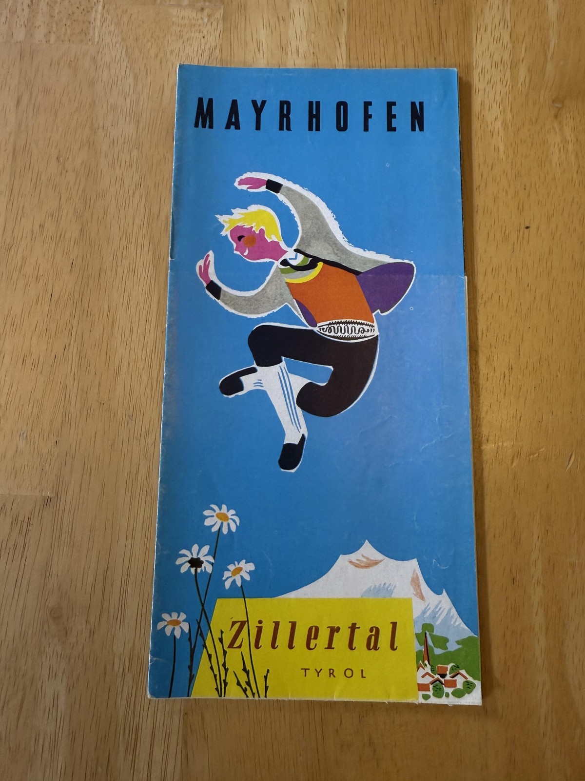 Vintage Mayrhofen Zillertal Tyrol Austria Fold-Out Travel Brochure Map Tourist