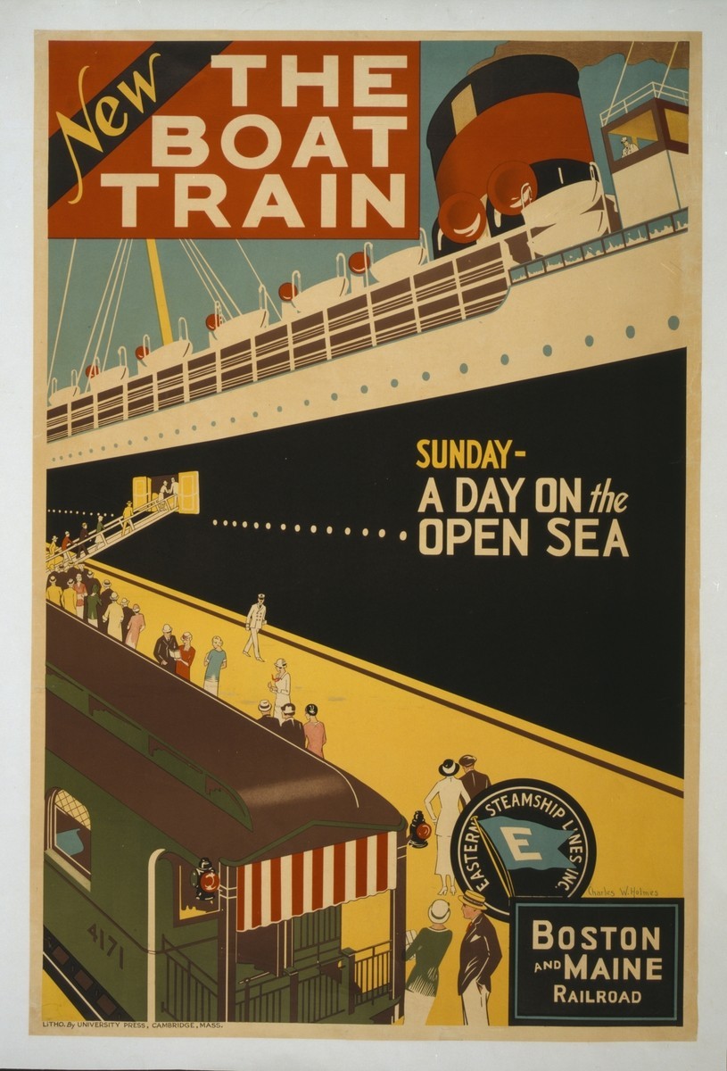 Boston and Maine United States America Vintage Travel Advertisement Poster