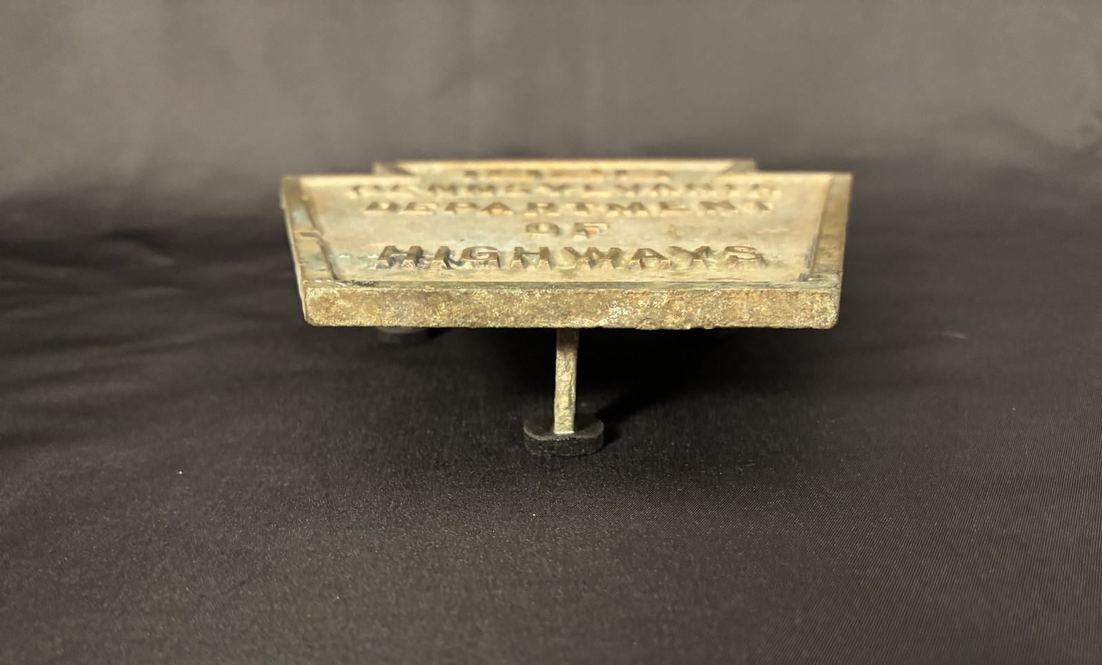 1926 Pennsylvania Dept. of Highways Brass Bridge Plaque – Keystone Shape