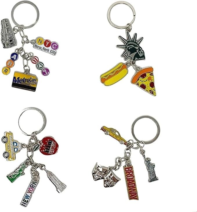 12 Pack New York City Metal Keychains KeyRing Souvenir Collection, NYC Gift Set