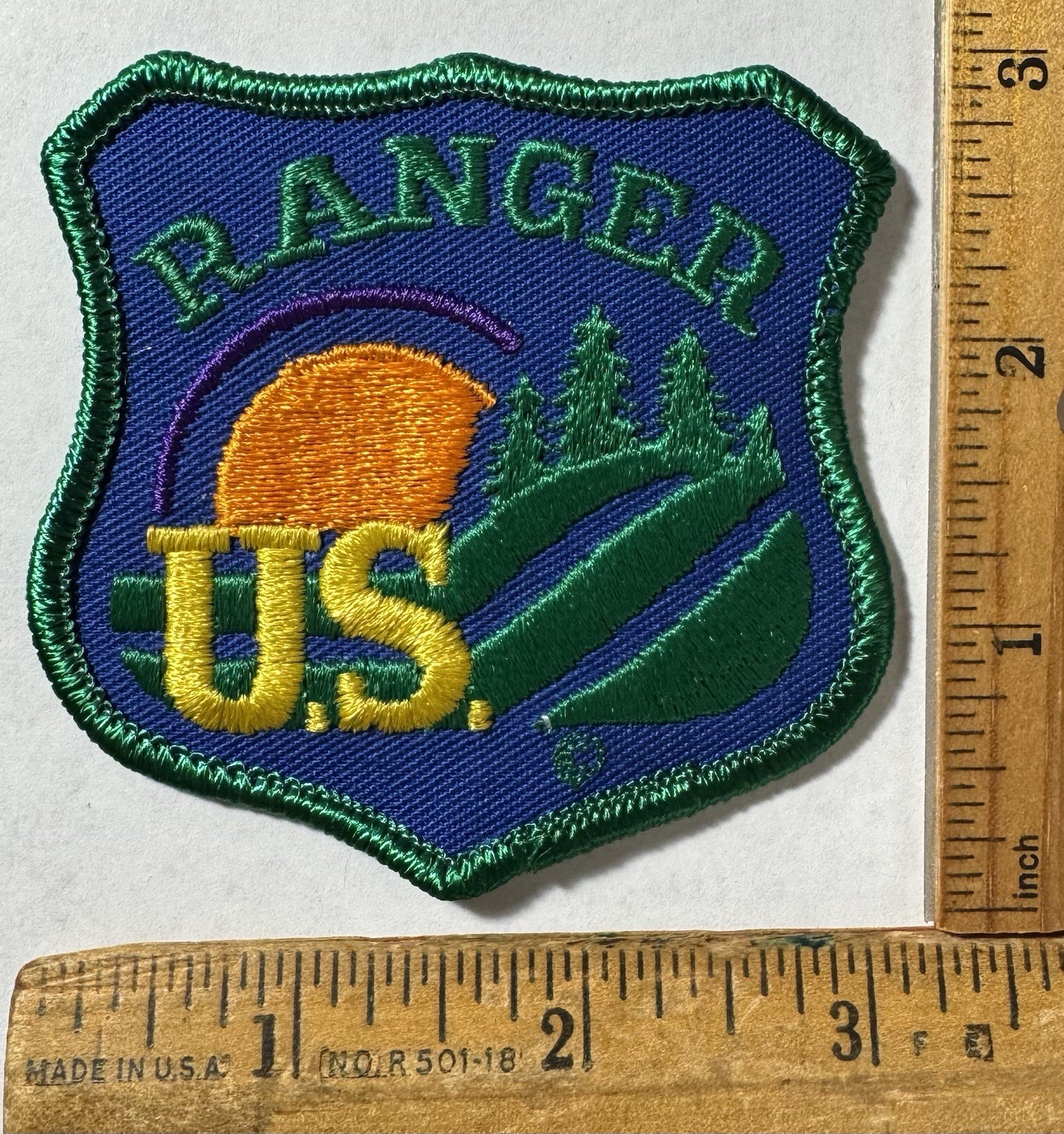 Vintage US Forest Park Ranger Iron On Patch United States Travel Souvenir