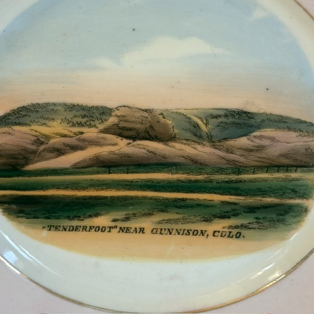 Early 1900s Gunnison Colorado Souvenir Plate Tenderfoot (Hill) Wheelock Germany