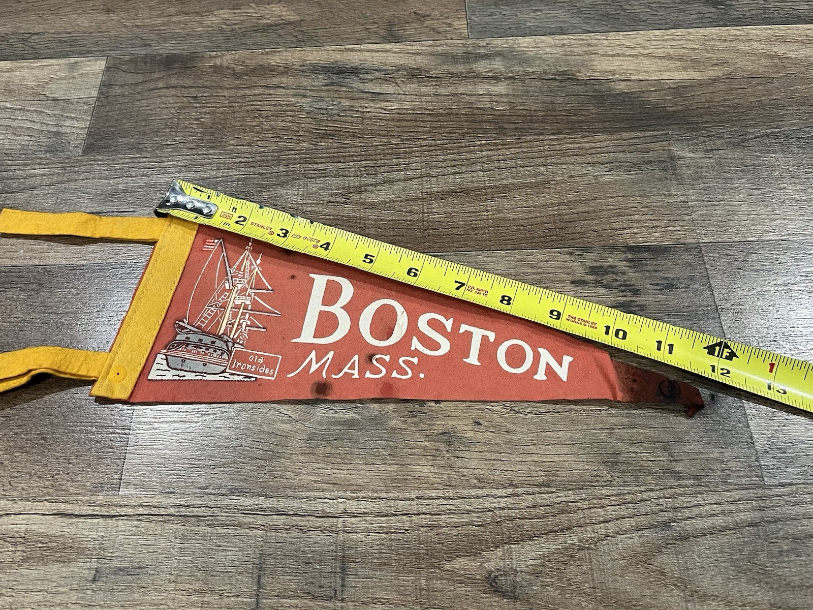 Vintage Boston Massachusetts Mini Pennant Old Ironsides Red 12”