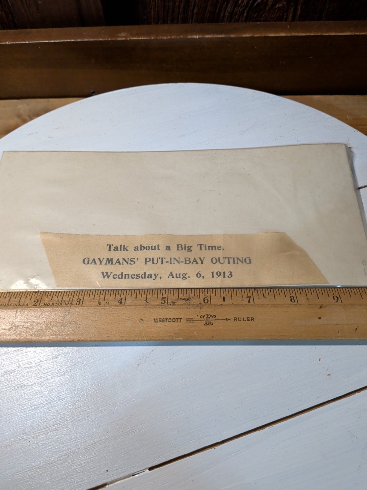 Put In Bay Ohio Silk Cloth Ribbon Gaymans’ Outing August 6 1913 Rare Lake Erie