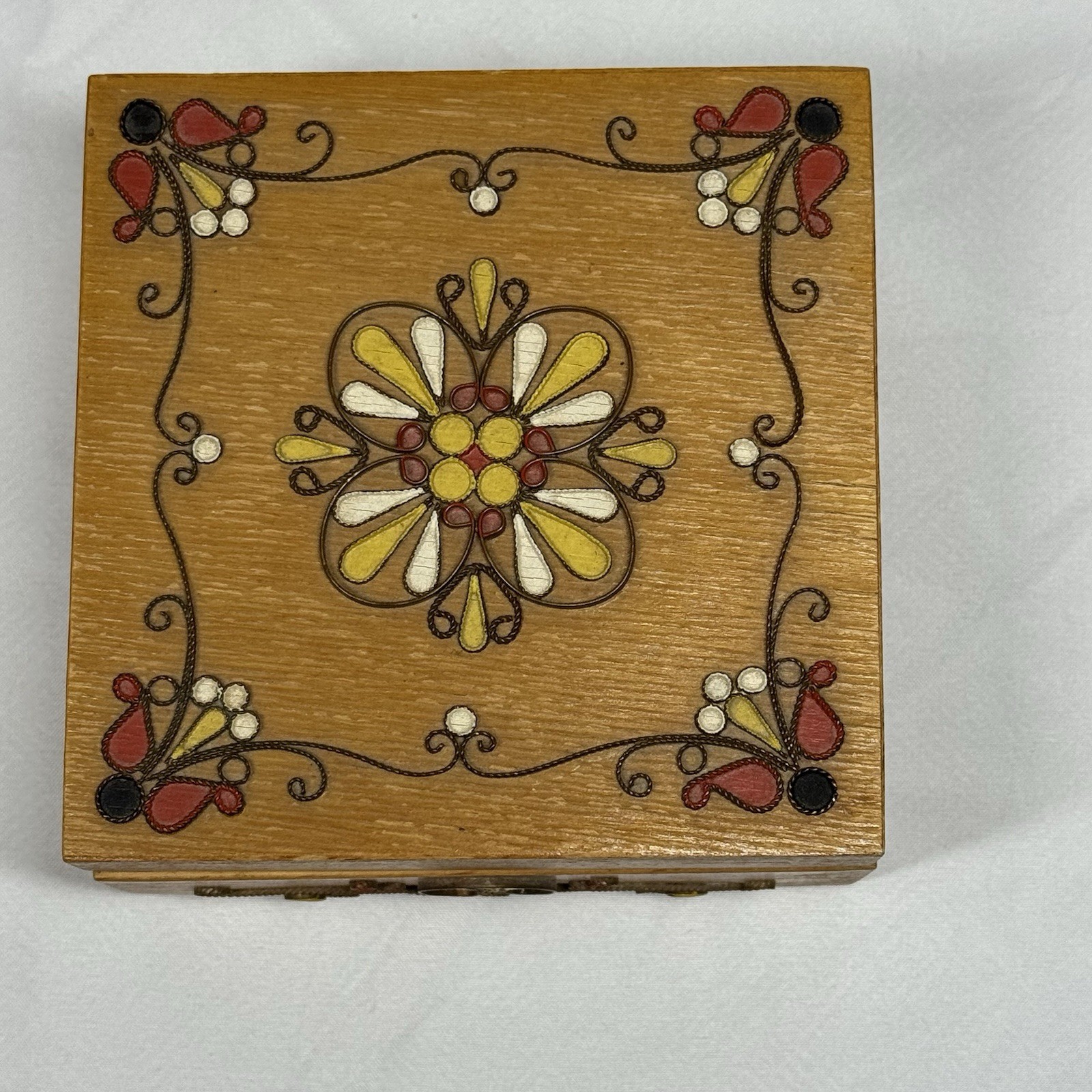 Vintage Soviet Ukraine Wooden Box USSR Jewelry Trinket Box of 80’s
