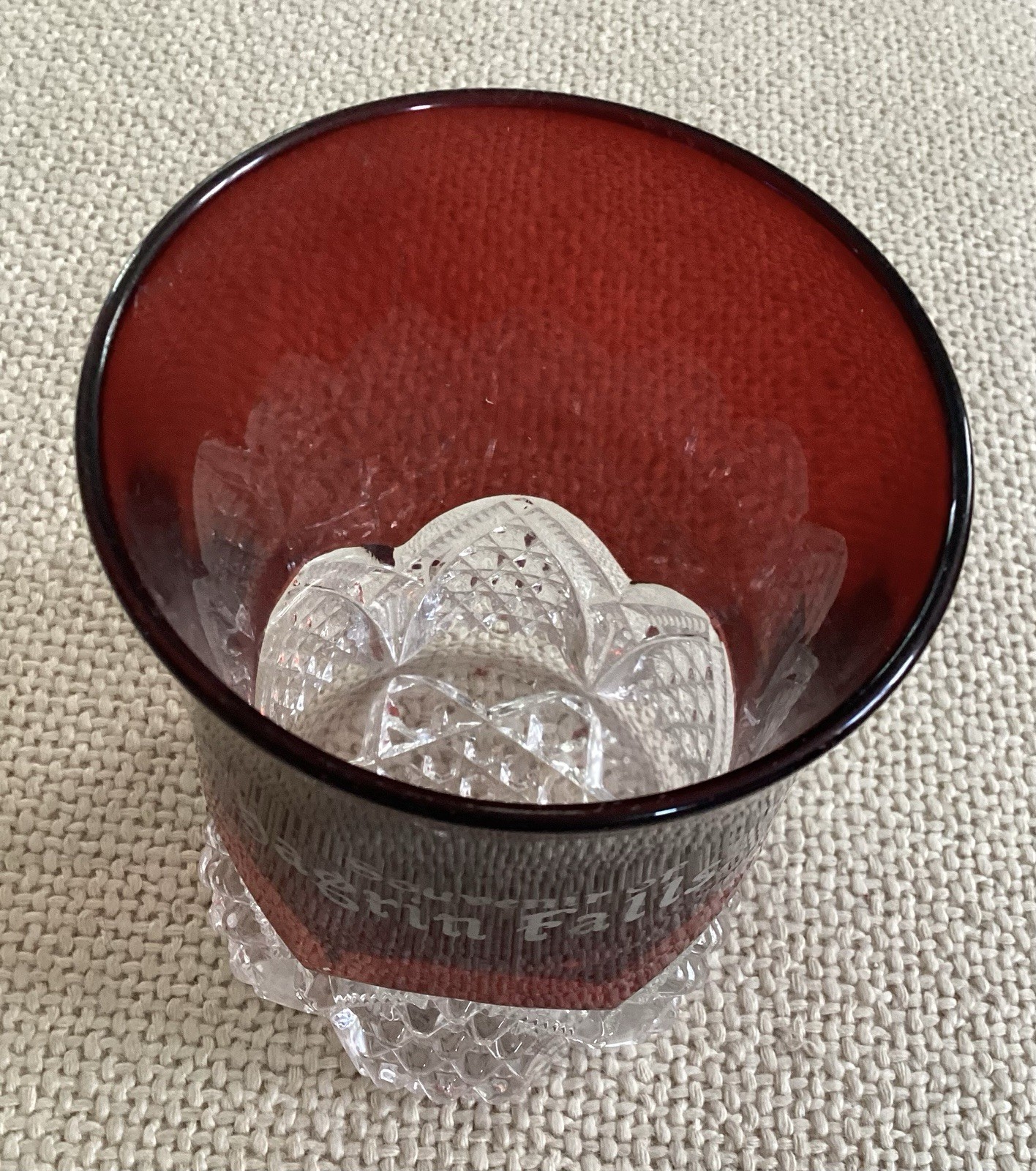 Antique Souvenir Ruby Flash Glass Tumbler~Chagrin Falls, Ohio