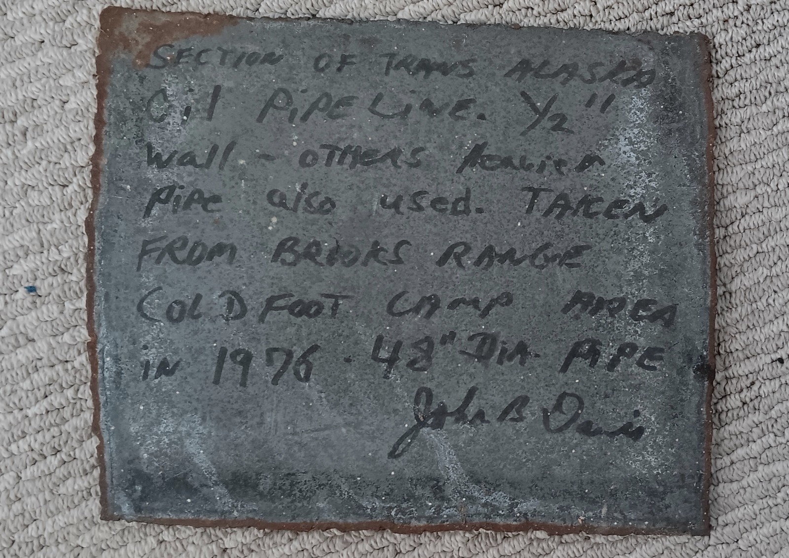 RARE 1976 ALASKA 1/2″ STEEL WALL PIECE OF THE TRANS-ALASKA OIL PIPELINE