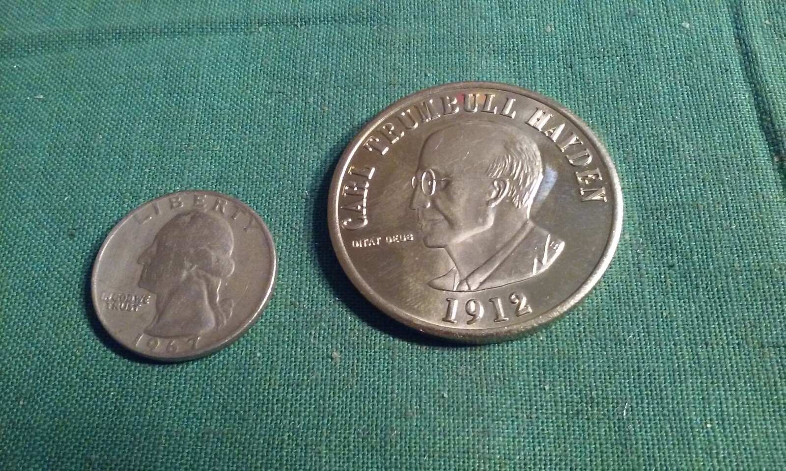 Carl Trumbull Hayden 1912 State of Arizona Capitol Silver Clad Coin 1.5″ Inches