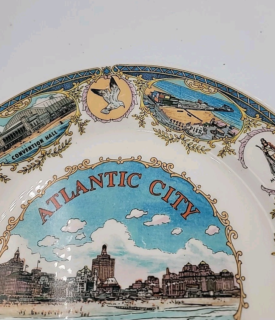 Vintage Atlantic City New Jersey Souvenir Collector Plate Steel Pier Absecon 9″