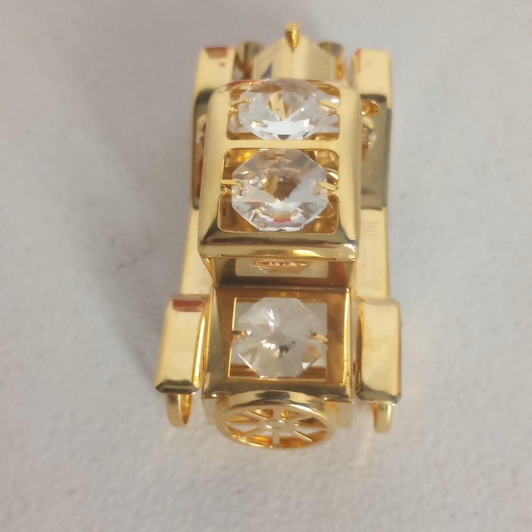 Vtg Ford Model T Car Rolling Miniature w/Swarovski Crystals 24k Gold plated EUC