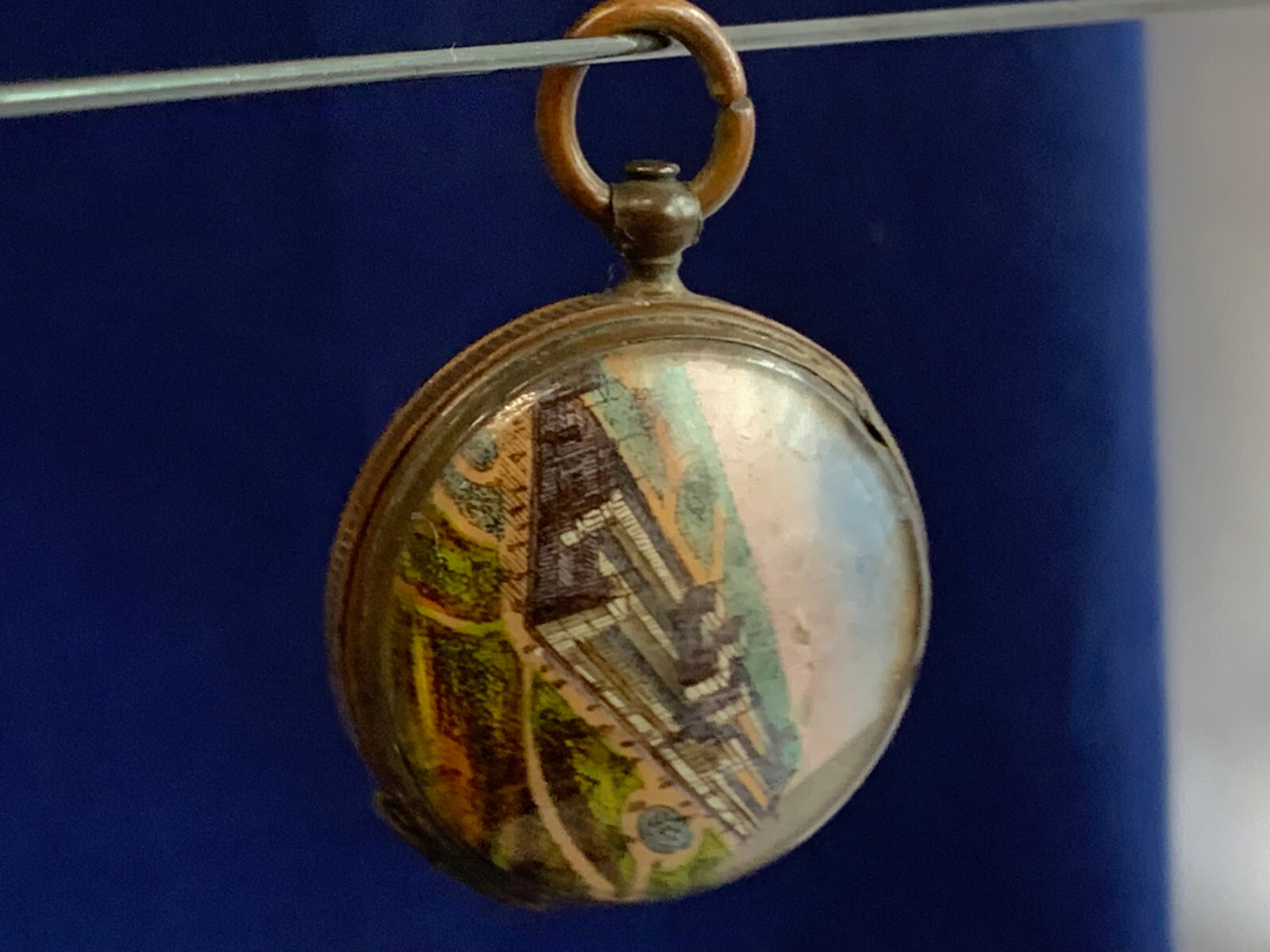 1876 Centennial Exhibition Faux Pocket Watch Souvenir Fob Pendant Main Building