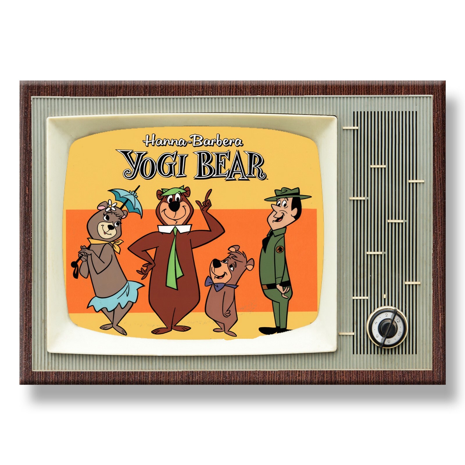 YOGI BEAR Classic TV 3.5 inches x 2.5 inches Steel Cased FRIDGE MAGNET