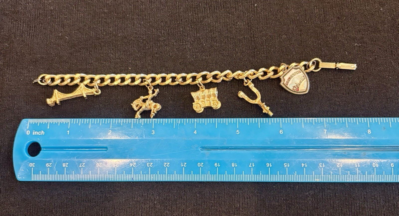 Vintage Colorado Souvenir Charm Bracelet Gold Tone