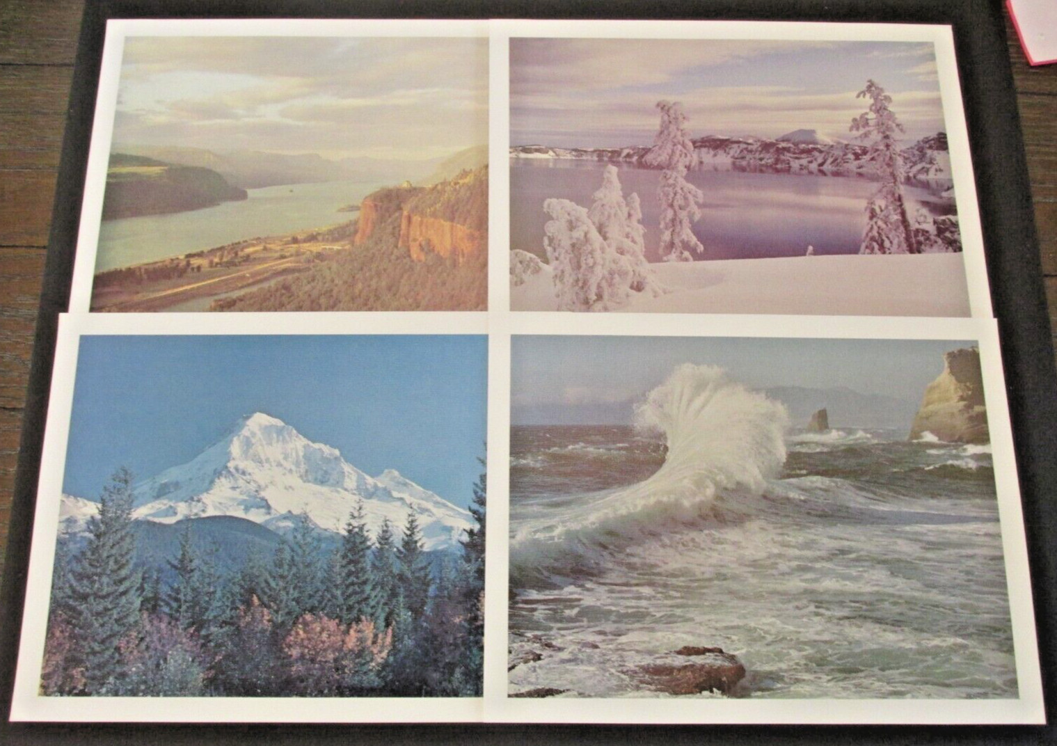 VTG Ray Atkeson Collection 4 Lithograph Prints Oregon Crater Mt Hood Gorge 9×12″