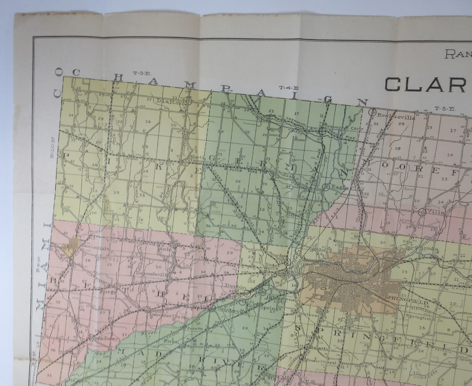 Springfield Clark County Ohio History Plat Map Color Rand McNally 1900-30s