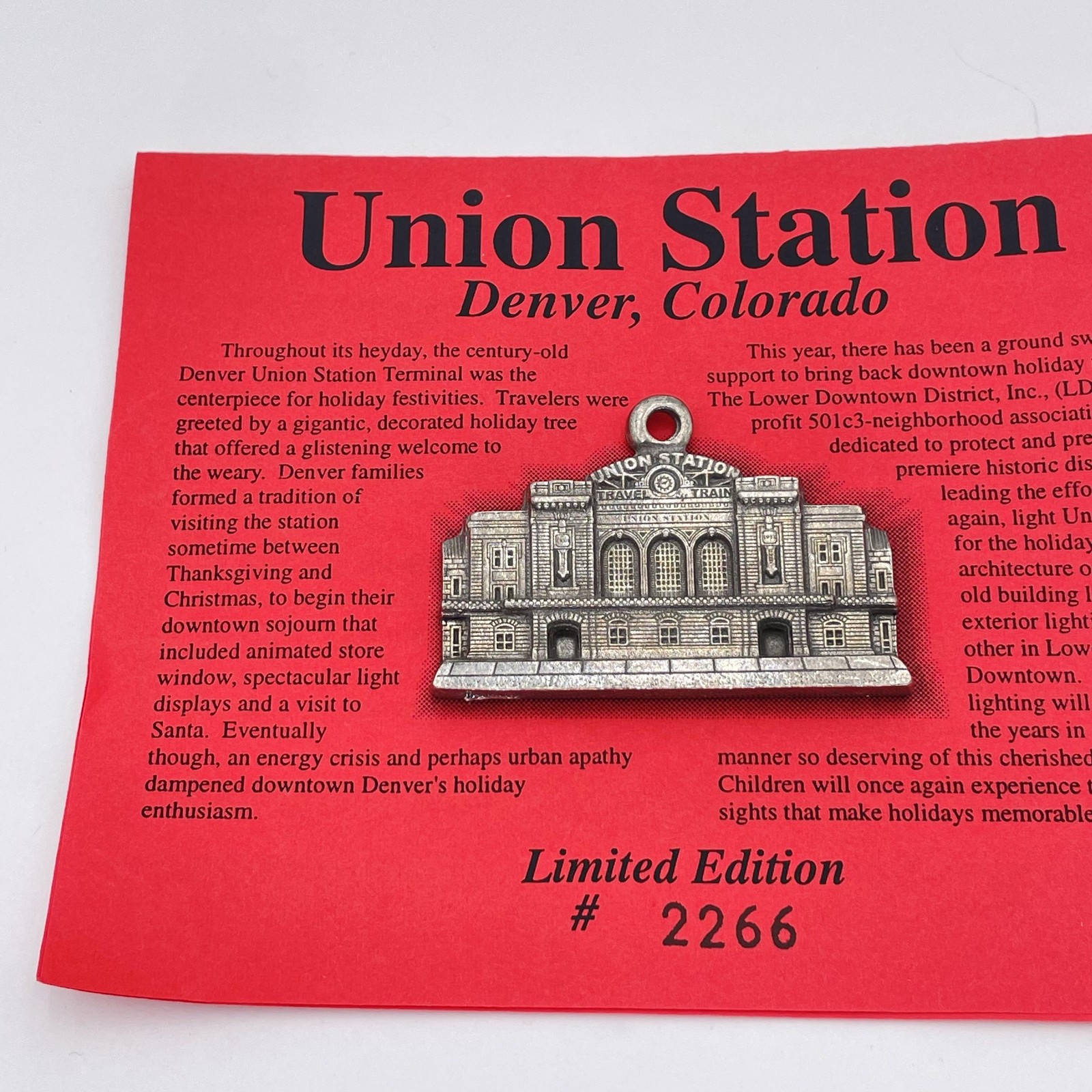 Aitkens Pewter Union Station Denver Colorado Christmas Ornament Limited 2266