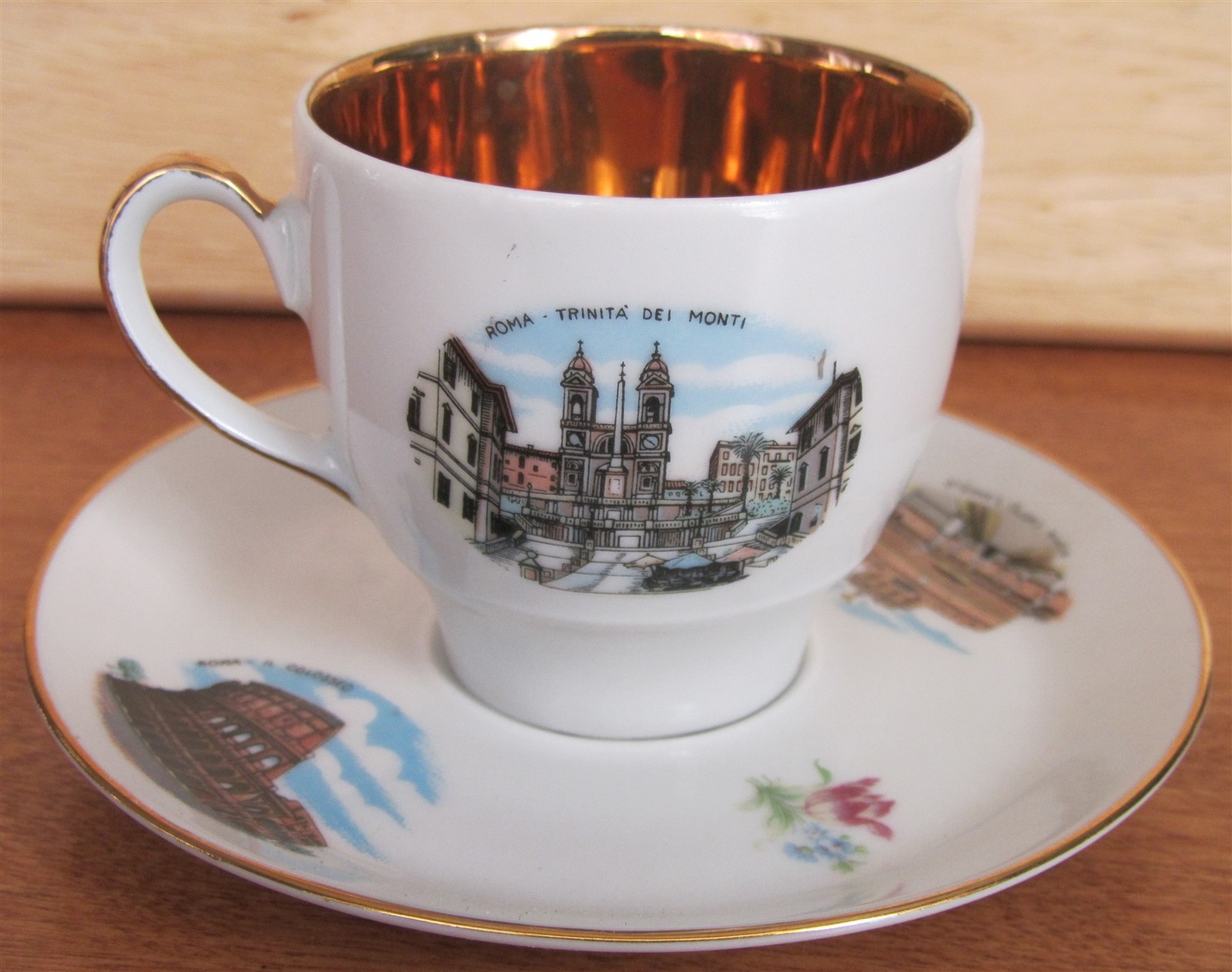 VINTAGE WINTERLING SCHWARZENBACH BAVARIA 24K GOLD PLATED CUP/SAUCER ROME TRAVEL