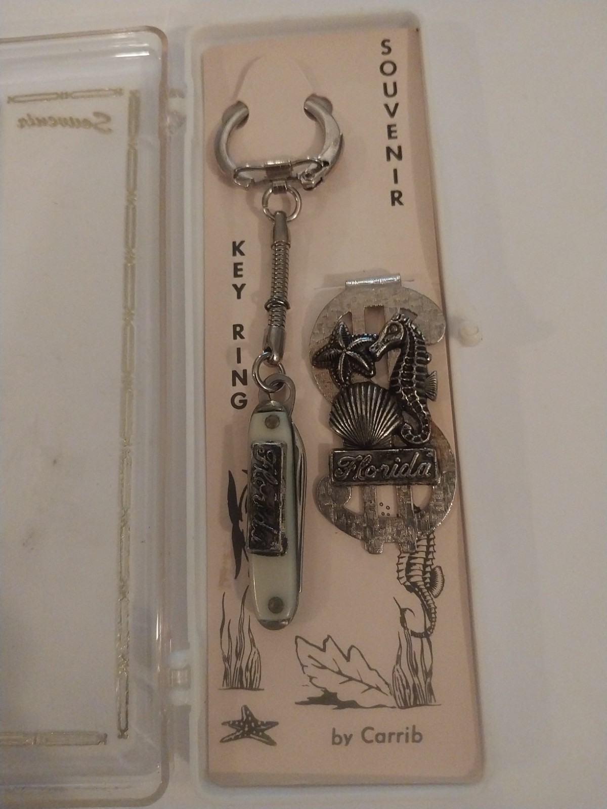 Vintage Florida souvenir – mini pocket knife key ring & money clip by Carrib