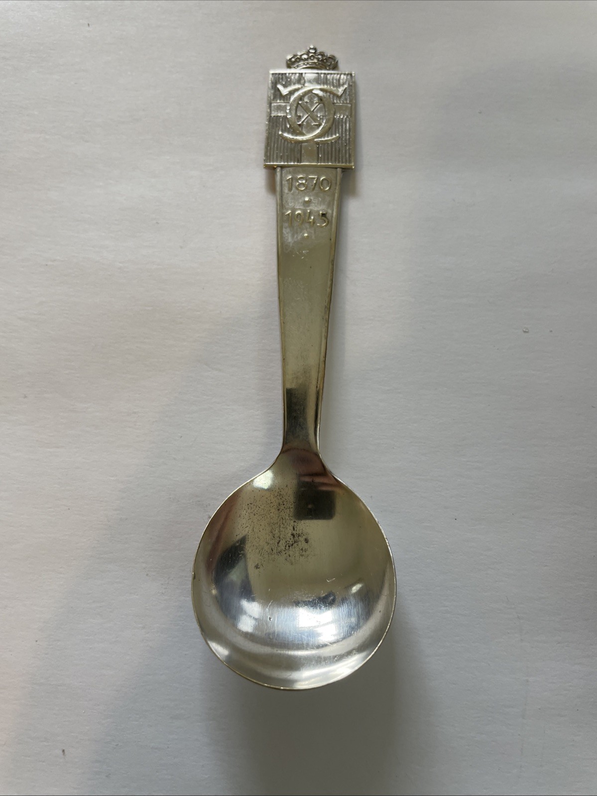 King Christian 75 Years 1870-1945 Denmark Vintage Souvenir Spoon Collectible