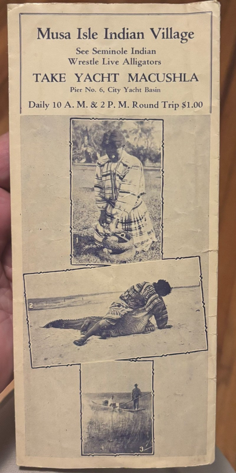 1930 Miami Florida “Seminole Scenic Route” Boat Tour Musa Isle