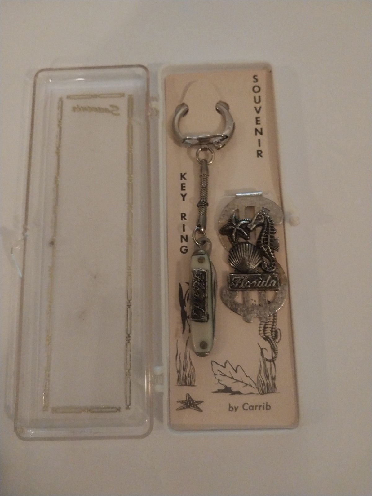 Vintage Florida souvenir – mini pocket knife key ring & money clip by Carrib