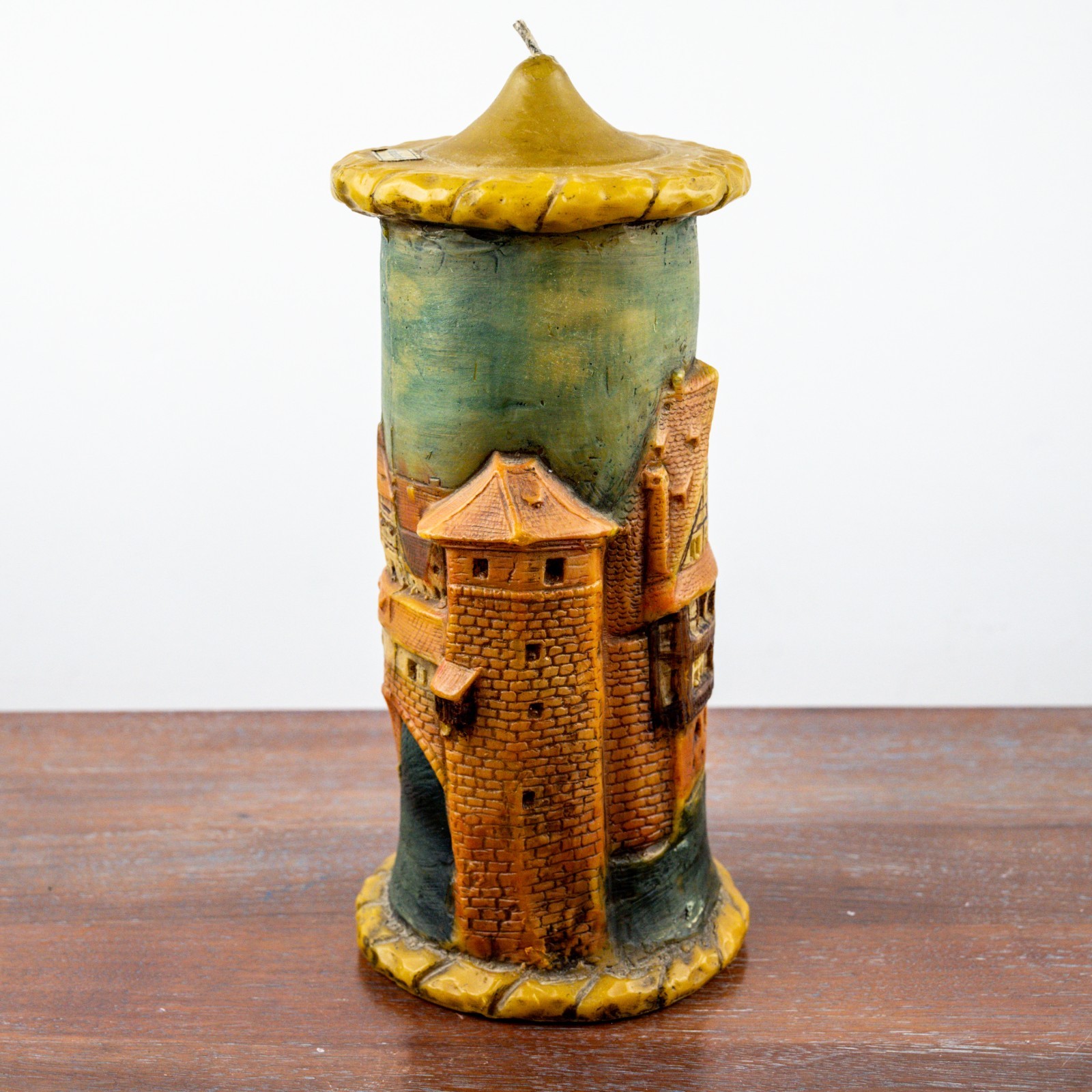 Vintage Nurnberg Germany Souvenir Candle Hand Painted Castle Tower Relief Decor