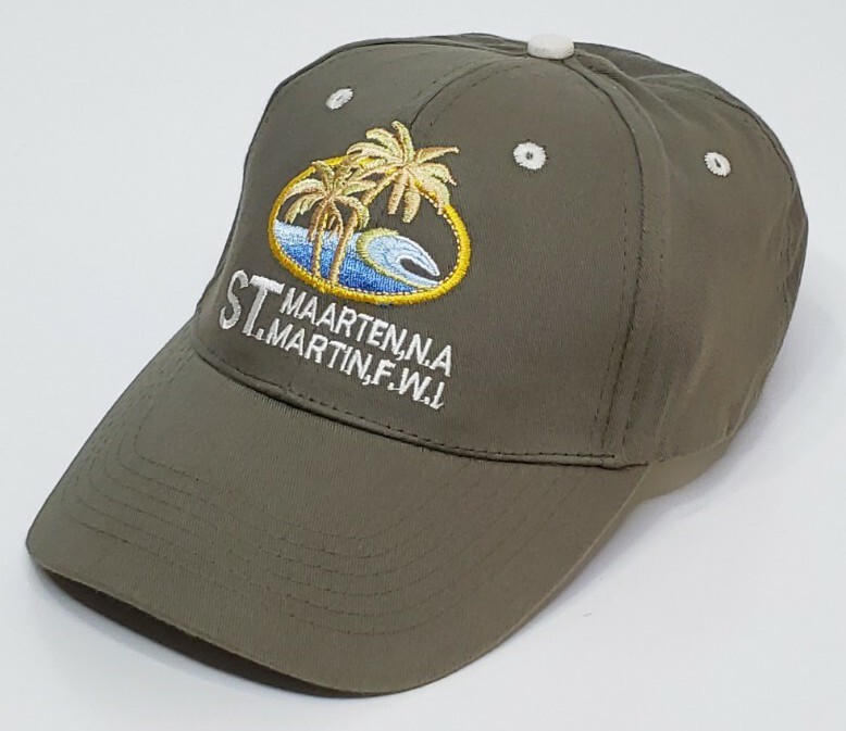 St. Maarten N.A. St. Martin F.W.I. Palms Beach Brown Strapback Cap Hat 58 Cm VGC