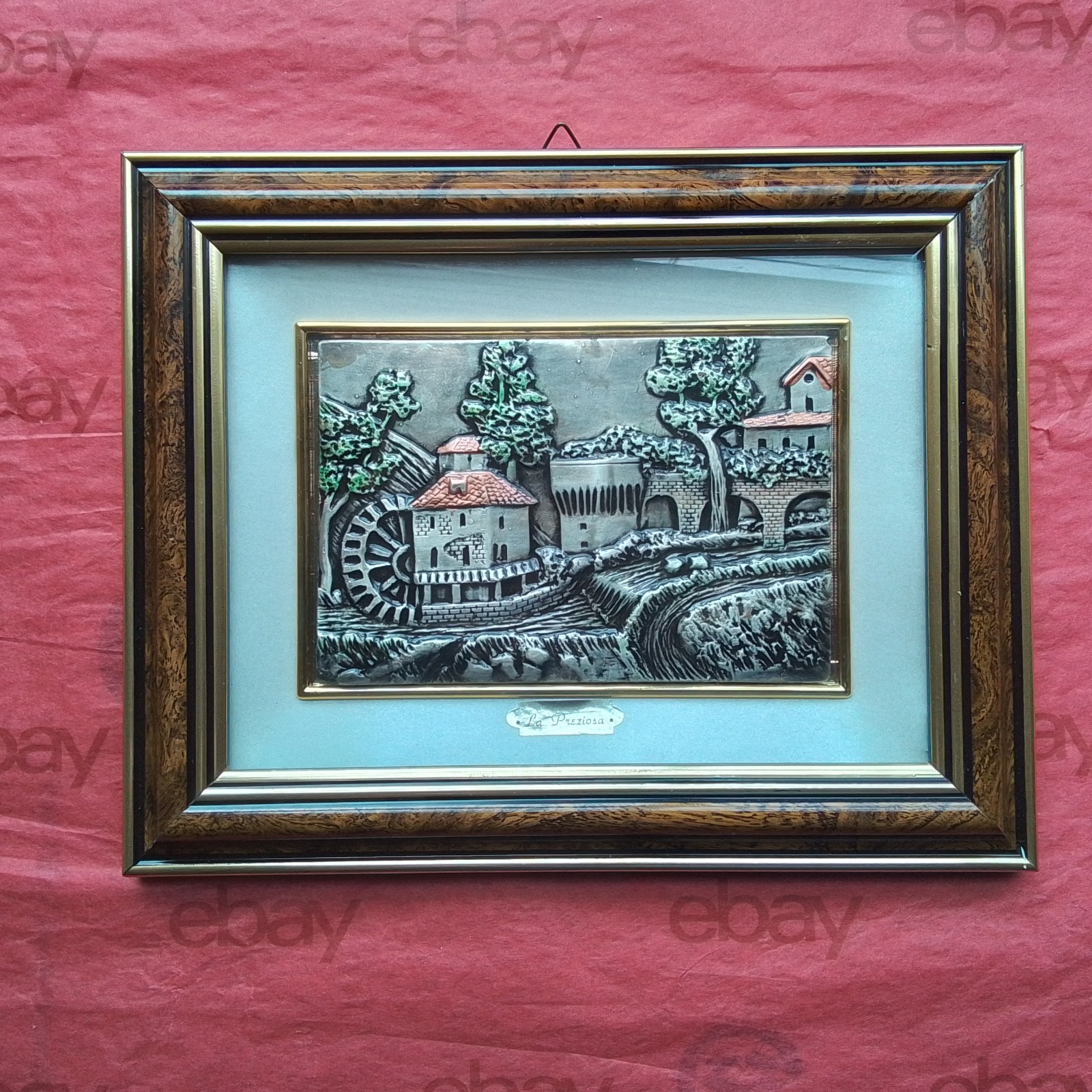 La Preziosa Sterling Silver on Resin Picture Italy Water Mill Multicolor 8″x10″