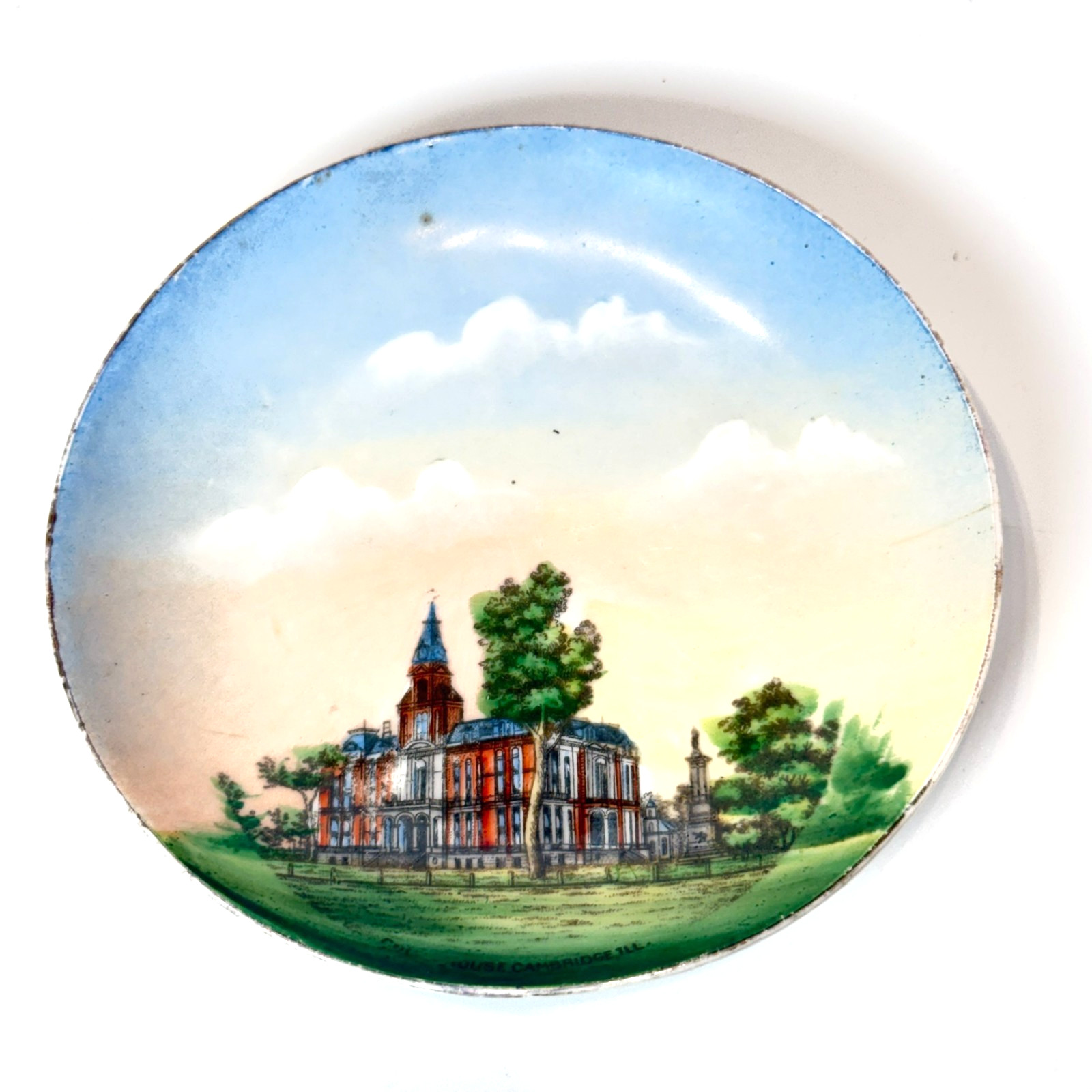 CAMBRIDGE House IL ILLINOIS Antique Souvenir China TRINKET DISH PLATE