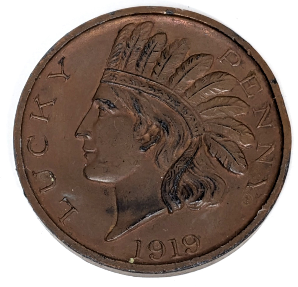 Vintage 1919 City Hall Milwaukee Wisconsin Big Souvenir Indian Head Lucky Penny